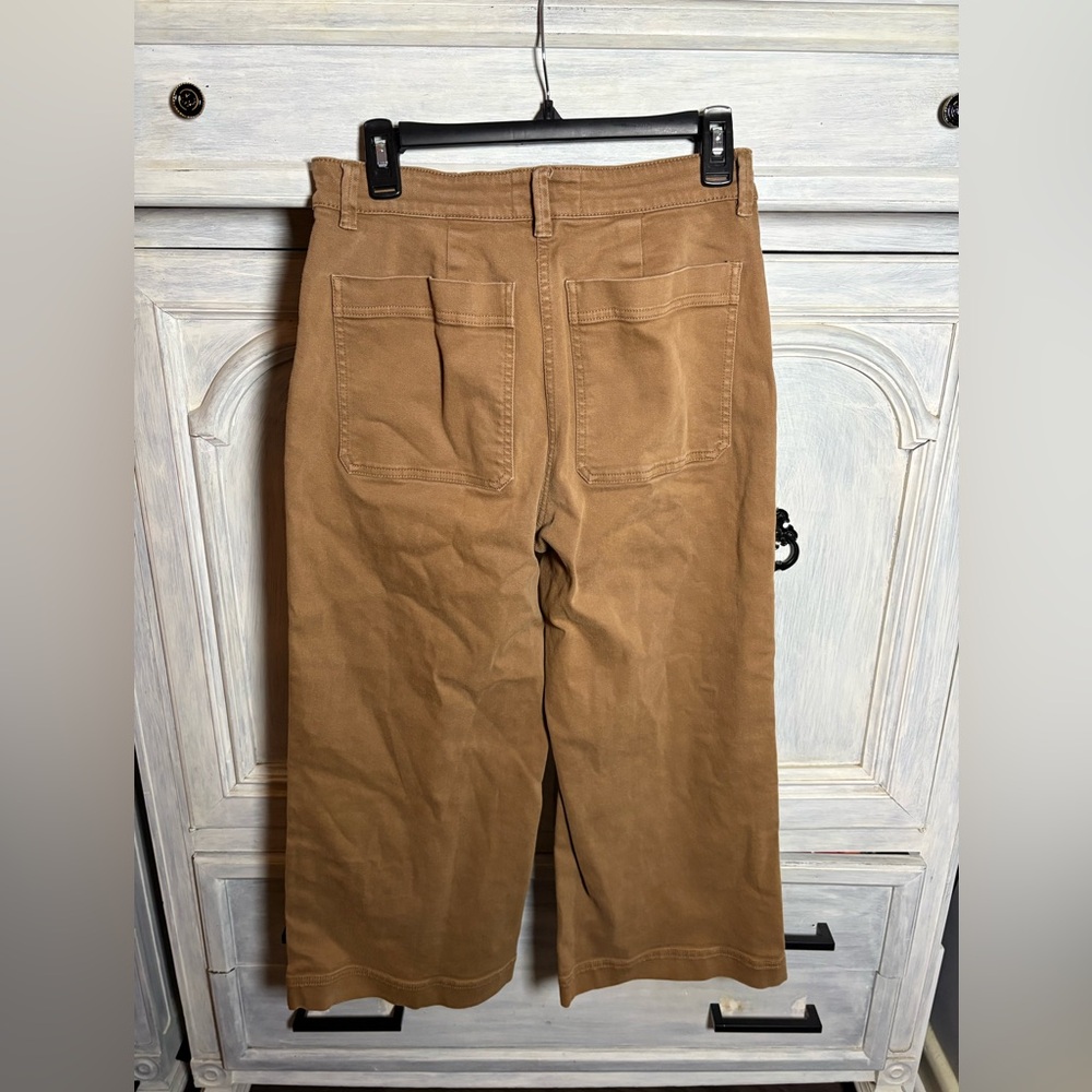 Everlane Cropped Wide Leg Utility Pants Cotton Classic Timeless Brown Ochre - Picture 7 of 8